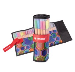 En_rotulador stabilo punta de fibra point 88 art estuche rollerset de 25 unidades colores surtidos