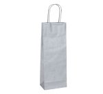 Portabottiglie BARBERA - maniglie cordino - 14 x 9 x 38 cm - carta biokraft - argento - Mainetti Bags - conf. 20 pezzi