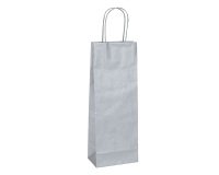Portabottiglie BARBERA - maniglie cordino - 14 x 9 x 38 cm - carta biokraft - argento - Mainetti Bags - conf. 20 pezzi