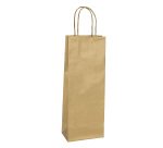 Portabottiglie BARBERA - maniglie cordino - 14 x 9 x 38 cm - carta biokraft - oro - Mainetti Bags - conf. 20 pezzi