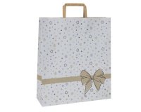 Shoppers - maniglie piattina - 22 x 10 x 29 cm - carta kraft - stars bianco - Mainetti Bags - conf. 25 pezzi