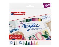 Marcatore permanente acrilico Start Easy Set Nordic - punta tonda fine e media - colori assortiti - Edding - conf. 8 pezzi