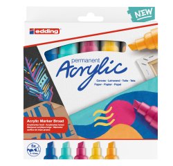 Marcatore permanente acrilico 5000 - punta scalpello - da 5 a 10 mm - colori assortiti Broad Abstract - Edding - conf. 5 pezzi
