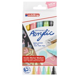 Marcatore permanente acrilico 5100 Medium Pastel - colori assortiti - Edding - conf. 5 pezzi