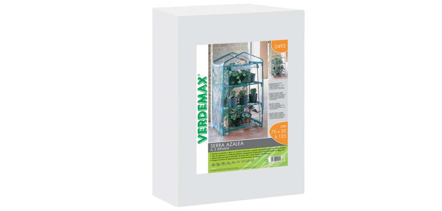 Serra Azalea - 3 ripiani - 70 x 50 x 125 cm - acciaio verniciato/PVC - verde/trasparente - Verdemax