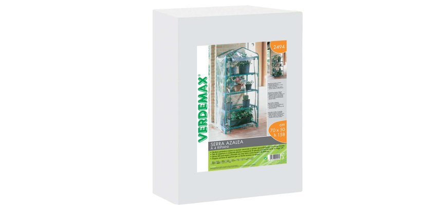 Serra Azalea - 4 ripiani - 70 x 50 x 158 cm - acciaio verniciato/PVC - verde/trasparente - Verdemax