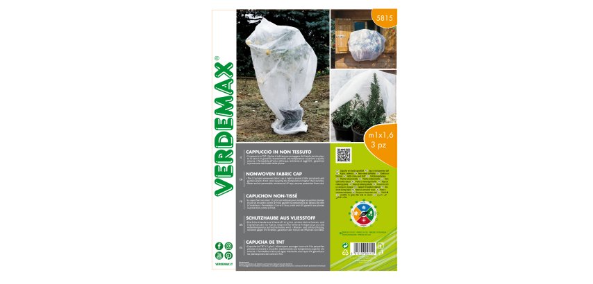 Cappuccio di protezione - per piante - 1 x 1,6 m - 17 gr - TNT - bianco - Verdemax - conf.3 pezzi
