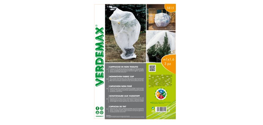 Cappuccio di protezione - per piante - 1 x 1,6 m - 17 gr - TNT - bianco - Verdemax - conf.3 pezzi
