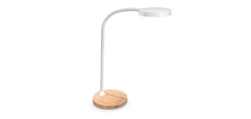 Lampada Flex Desk - a led - con base in legno - bianco - Cep