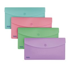 Buste con bottone - PPL - 9,9 x 21 cm - colori assortiti Pastel - Favorit - conf. 5 pezzi