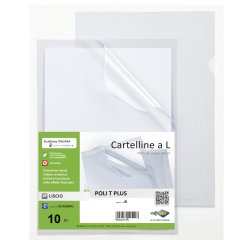 Cartelline a L Poli T Plus - alto spessore - PP -  30 x 42 cm - trasparente - Sei rota - conf.10 pezzi