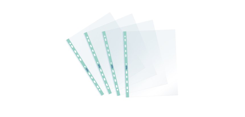 Buste forate Pastel - c/ banda - liscia - 22 x 30 cm - azzurro - Favorit - conf. 25 pezzi