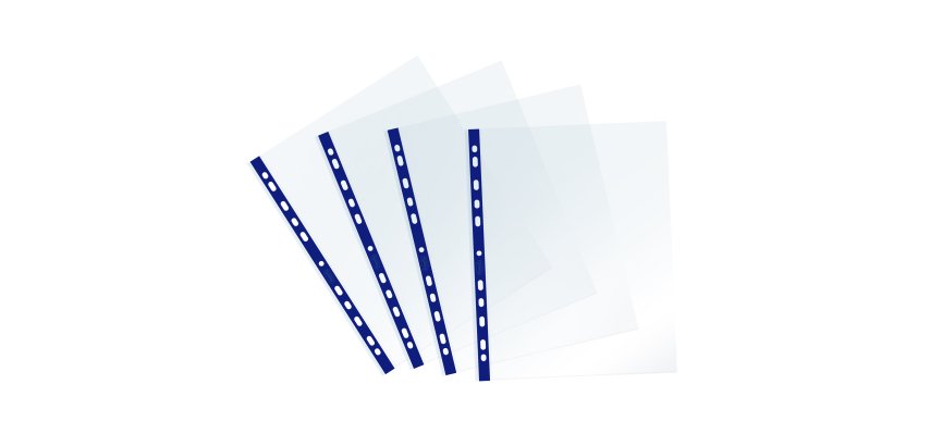 Buste forate Sprint - c/ banda - liscia - 22 x 30 cm - blu - Favorit - conf. 25 pezzi