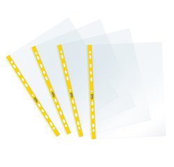 Buste forate Sprint - c/ banda - liscia - 22 x 30 cm - giallo - Favorit - conf. 25 pezzi