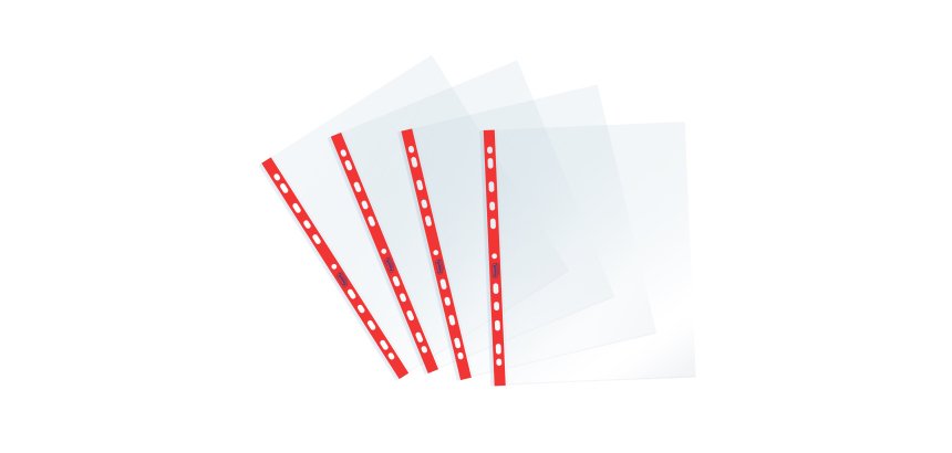 Buste forate Sprint - c/ banda - liscia - 22 x 30 cm - rosso - Favorit - conf. 25 pezzi