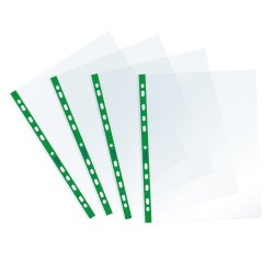 Buste forate Sprint - c/ banda - liscia - 22 x 30 cm - verde - Favorit - conf. 25 pezzi