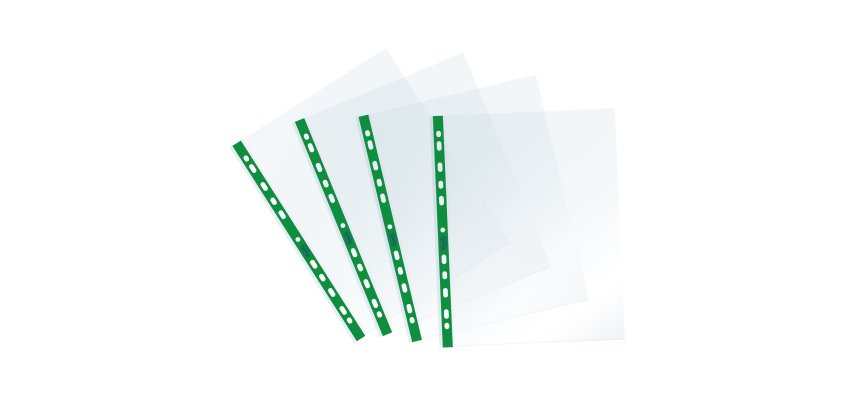 Buste forate Sprint - c/ banda - liscia - 22 x 30 cm - verde - Favorit - conf. 25 pezzi