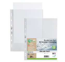 Buste forate Gea 100 - PP riciclato - buccia medium - 15 x 21 cm - Sei rota - conf. 25 pezzi
