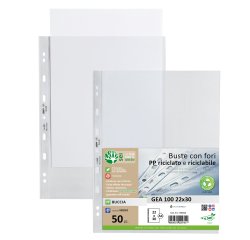 Buste forate Gea 100 - PP riciclato - buccia medium - 22 x 30 cm - Sei rota - conf. 50 pezzi