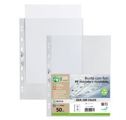 Buste forate Gea 100 - PP riciclato - buccia medium - 23 x 33 cm - Sei rota - conf. 50 pezzi