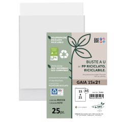 Buste a sacco Gaia - PP riciclato - 15 x 21 cm - buccia - trasparente - Sei rota - conf. 25 pezzi