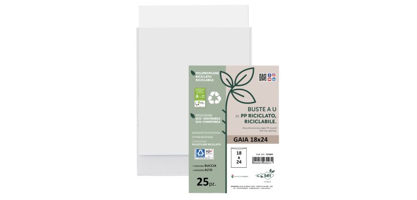 Buste a sacco Gaia - PP riciclato - 18 x 24 cm - buccia - trasparente - Sei rota - conf. 25 pezzi