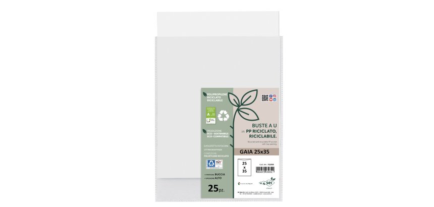 Buste a sacco Gaia - PP riciclato - 25 x 35 cm - buccia - trasparente - Sei rota - conf. 25 pezzi