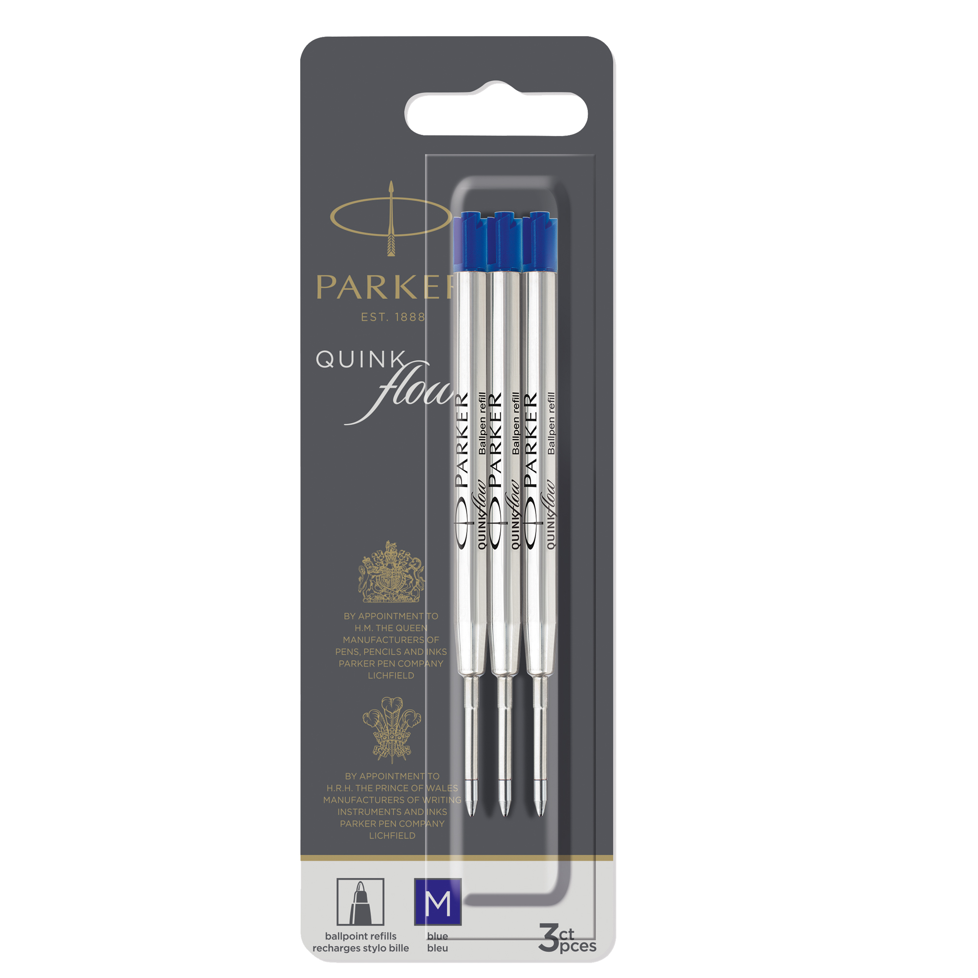 Refill sfera QuinkFlow Parker Pen - 1 mm - sfera media - nero - 1 mm