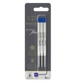 Refill sfera QuinkFlow - punta media - metallo - blu - Parker - blister 3 pezzi