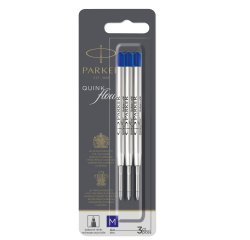 Refill sfera QuinkFlow - punta media - metallo - blu - Parker - blister 3 pezzi