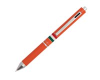 Penna a sfera a scatto multifunzione - fusto verde arancione gommato Italia - Osama