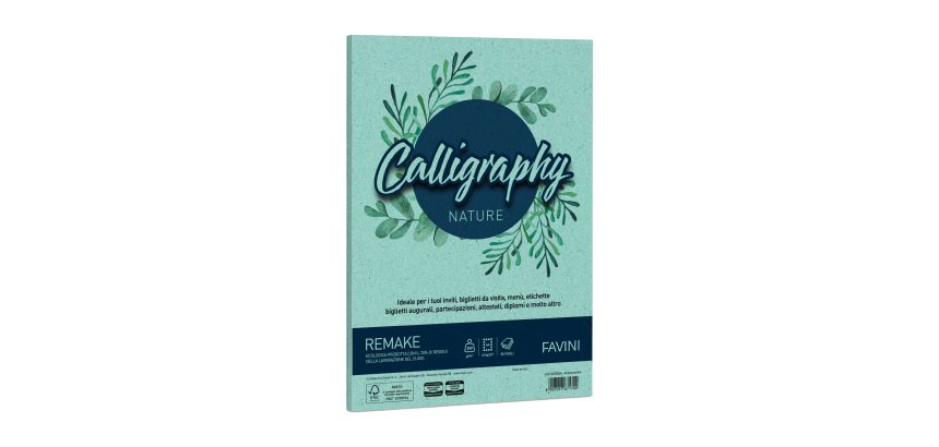 Carta Calligraphy Nature Remake - A4 - 250 gr - acquamarina - Favini - conf. 50 fogli