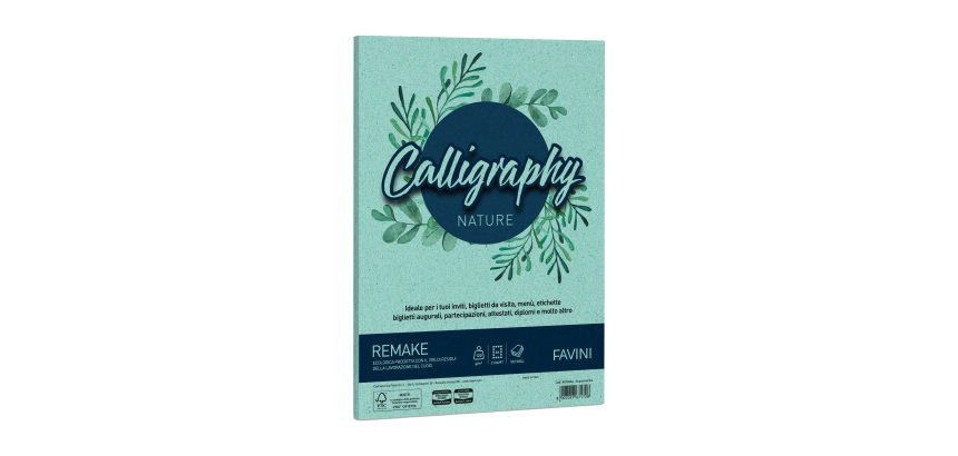 Carta Calligraphy Nature Remake - A4 - 120 gr - acquamarina - Favini - conf. 50 fogli