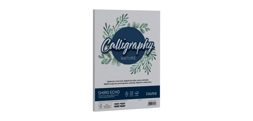 Carta Calligraphy Nature Shiro Eco - A4 - 120 gr - cenere - Favini - conf. 50 fogli