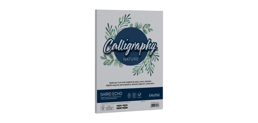 Carta Calligraphy Nature Shiro Eco - A4 - 120 gr - cenere - Favini - conf. 50 fogli