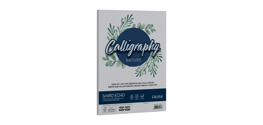 Carta Calligraphy Nature Shiro Eco - A4 - 250 gr - cenere - Favini - conf. 50 fogli