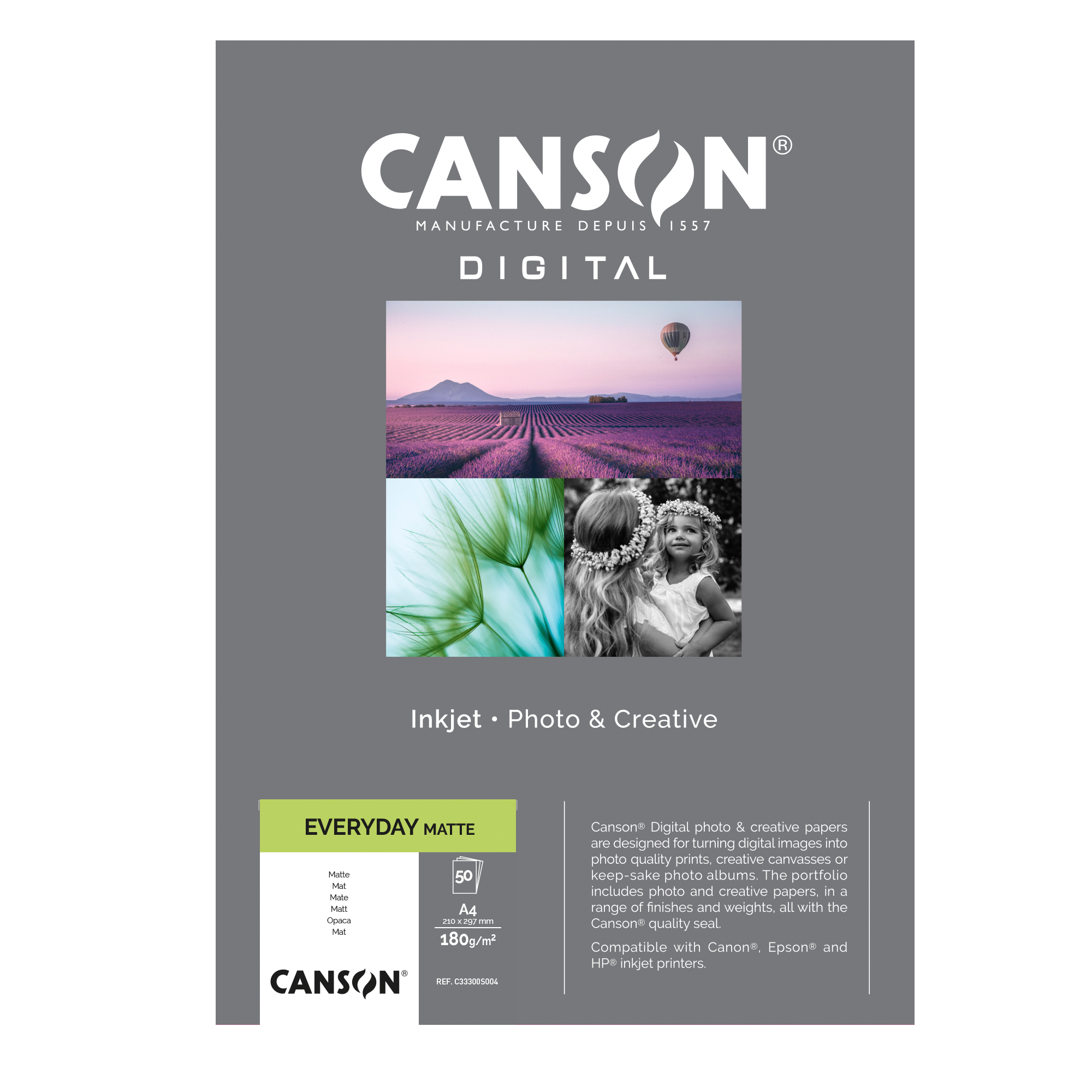 CANSON Carta Inkjet Everyday - A4 - 180 gr - 50 fogli - opaca - Carta  Fotografica