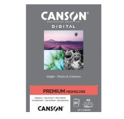 Carta Inkjet Premium - 10 x 15 cm - 255 gr - 50 fogli - lucida - Canson