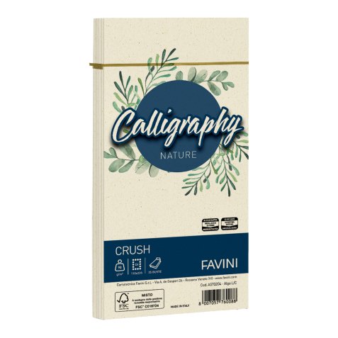 Busta Calligraphy Nature Crush - 110 x 220 mm - 90 gr - alga - Favini - conf. 25 pezzi