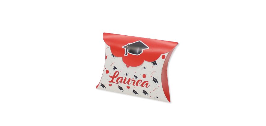 Scatolina portaconfetti - Laurea - carta - 10 x 8 x 3 cm - Big Party - conf.25 pezzi