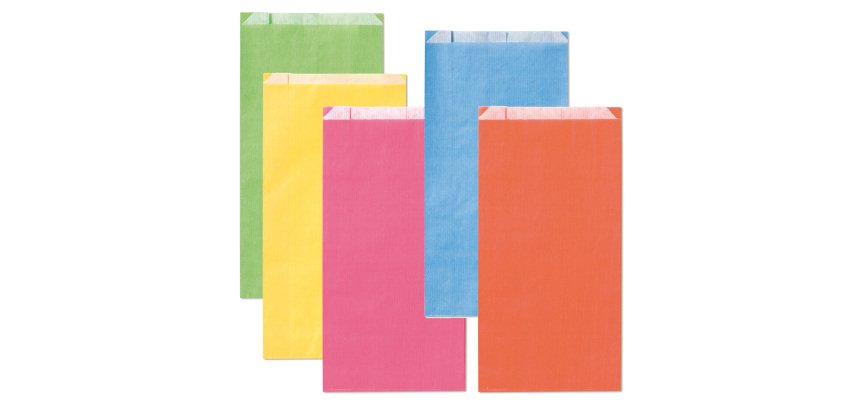 Sacchetto a soffietto - 8 x16+2,5 cm - colori chiari assortiti - Rex Sadoch - conf. 100 pezzi