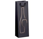 Shopper portabottiglie - con manici in corda - 12 x 37 x 9 cm - nero - Rex Sadoch