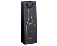 Shopper portabottiglie - con manici in corda - 12 x 37 x 9 cm - nero - Rex Sadoch