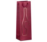 Shopper portabottiglie - con manici in corda - 12 x 37 x 9 cm - rosso - Rex Sadoch
