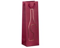 Shopper portabottiglie - con manici in corda - 12 x 37 x 9 cm - rosso - Rex Sadoch