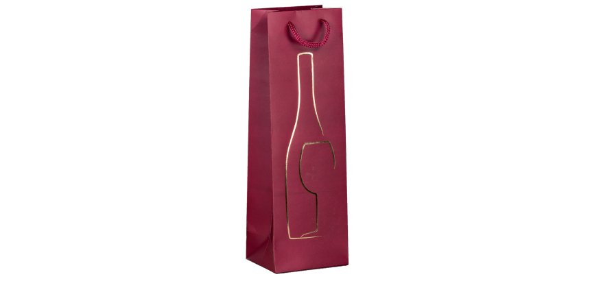 Shopper portabottiglie - con manici in corda - 12 x 37 x 9 cm - rosso - Rex Sadoch