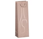 Shopper portabottiglie - con manici in corda - 12 x 37 x 9 cm - avana - Rex Sadoch