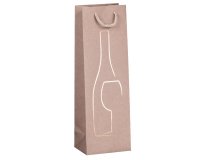 Shopper portabottiglie - con manici in corda - 12 x 37 x 9 cm - avana - Rex Sadoch
