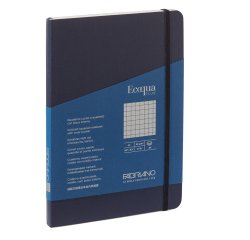 Taccuino Ecoqua Plus - con elastico - rilegatura cucita - A5 - 5 mm - 80 fogli - blu scuro - Fabriano