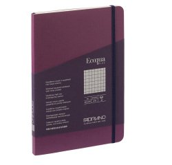 Taccuino Ecoqua Plus - con elastico - rilegatura cucita - A5 - 5 mm - 80 fogli - vino - Fabriano